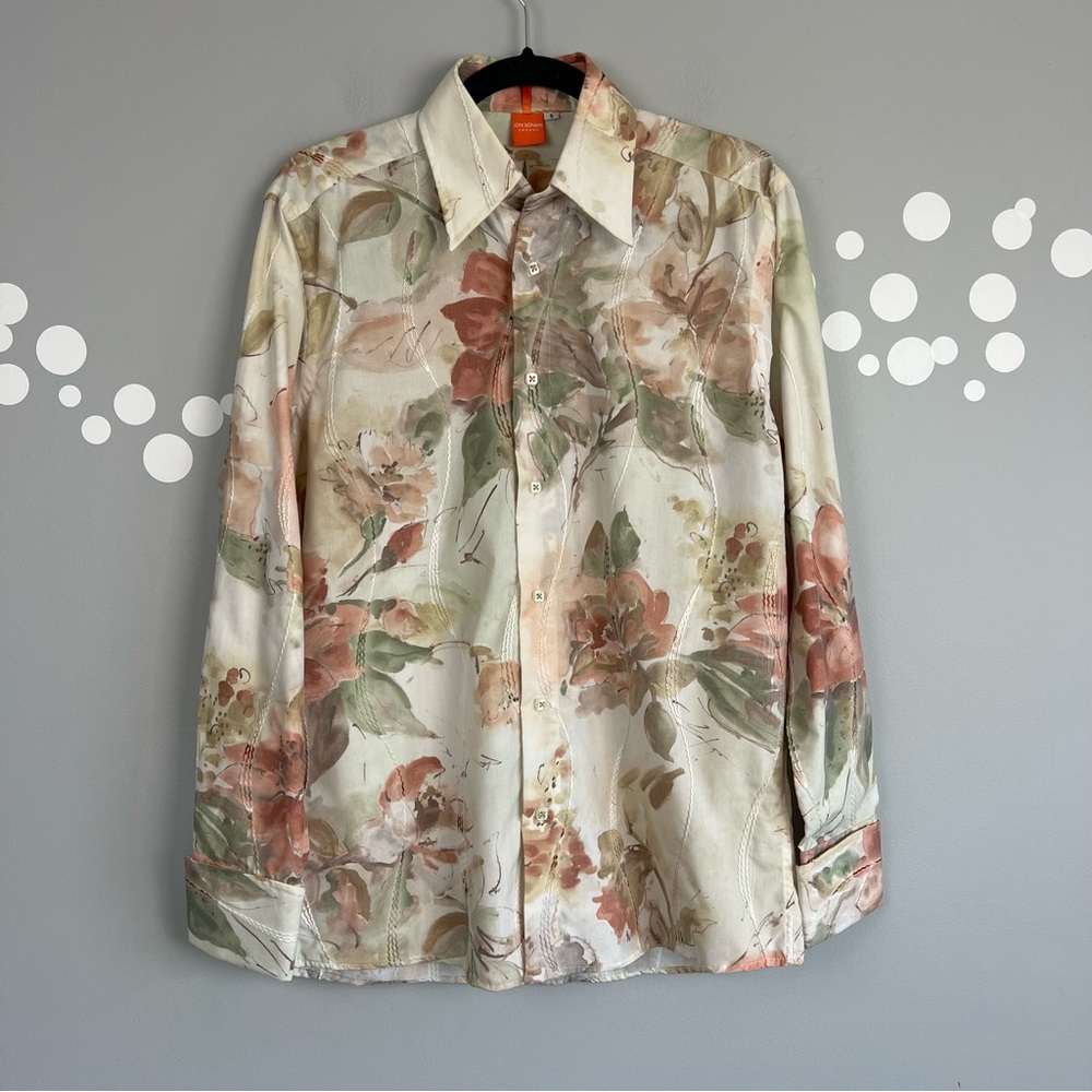 Jon Sonen Floral Cotton Button-Down Shirt Size S
